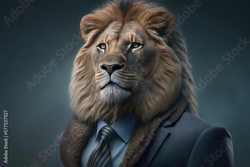 portrait of a lion waring a suit generative AI