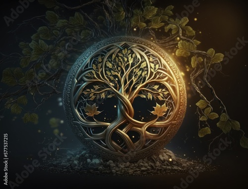 Ethnic celtic ornaments Esoteric vegetal background created with Generative AI technology