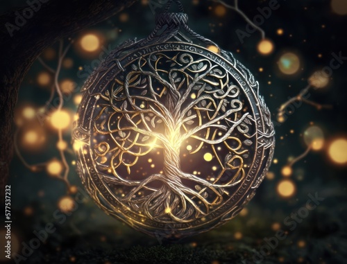 Ethnic celtic ornaments Esoteric vegetal background created with Generative AI technology photo