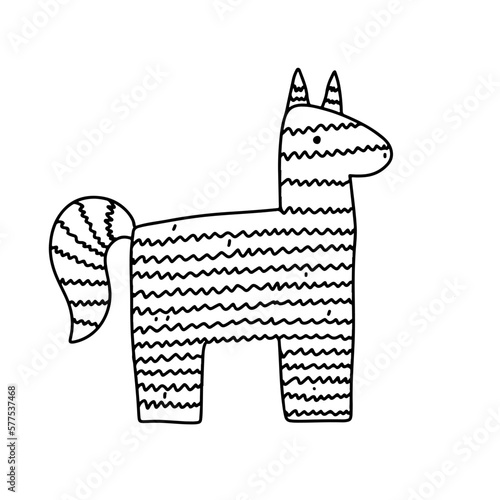 Pinata in hand drawn doodle style. Vector illustration isolated on white background.
