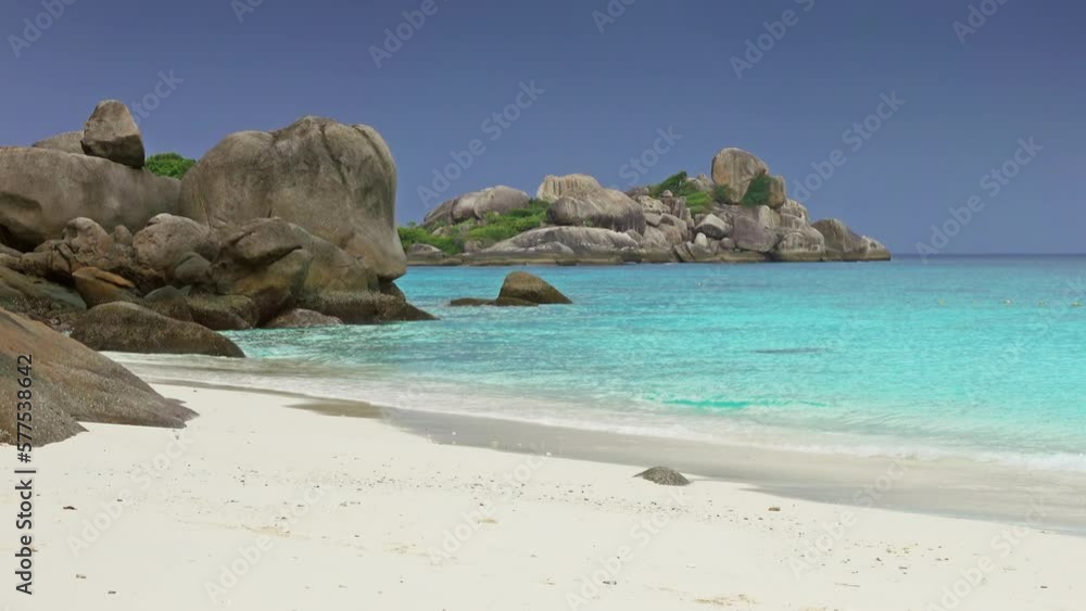 Landscape with white sand beach and storm sky on Similan islands, Thailand Landscape with white sand beach and storm sky on Similan islands, Thailand