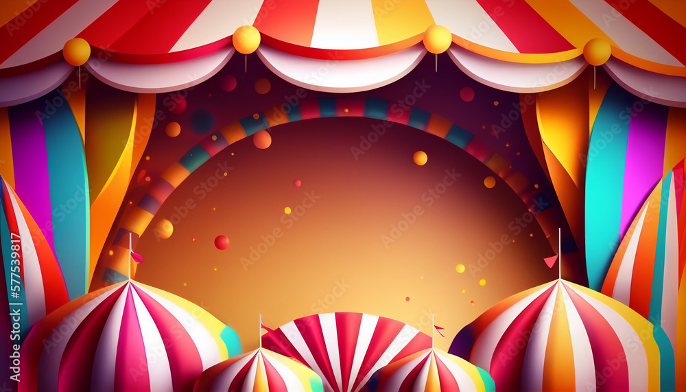 Circus frame background , circus tent background with copy space , Generative AI