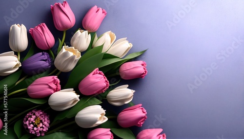 Flowers decoration for background and banner for 8th march women's day with copy space, illustration of flowers