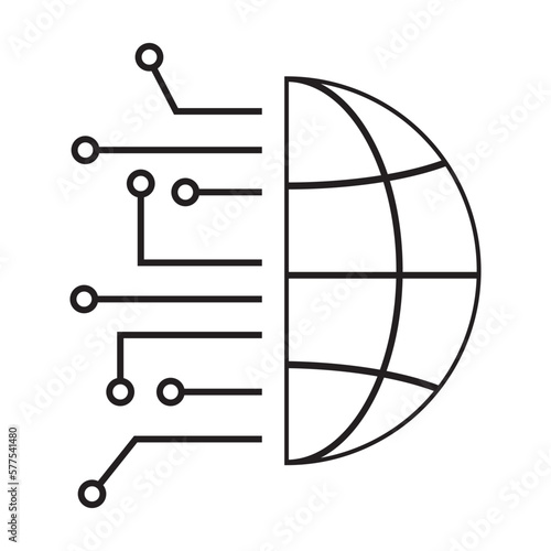 Modern technology icon ai computer vision, artificial intelligence, machine learning. Isolated outline logo illustration robot, computing network digital AI technology: internet, solving, algorithm,