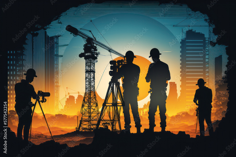 Fototapeta premium Contruction Workers Engineers (AI Generated)