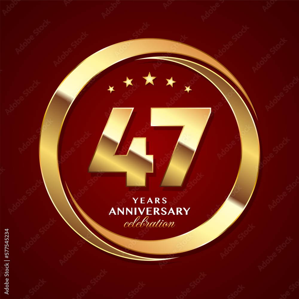 47th Anniversary logo design with shiny gold ring style. Logo Vector Template Illustration 47th Anniversary logo design with shiny gold ring style. Logo Vector Template Illustration