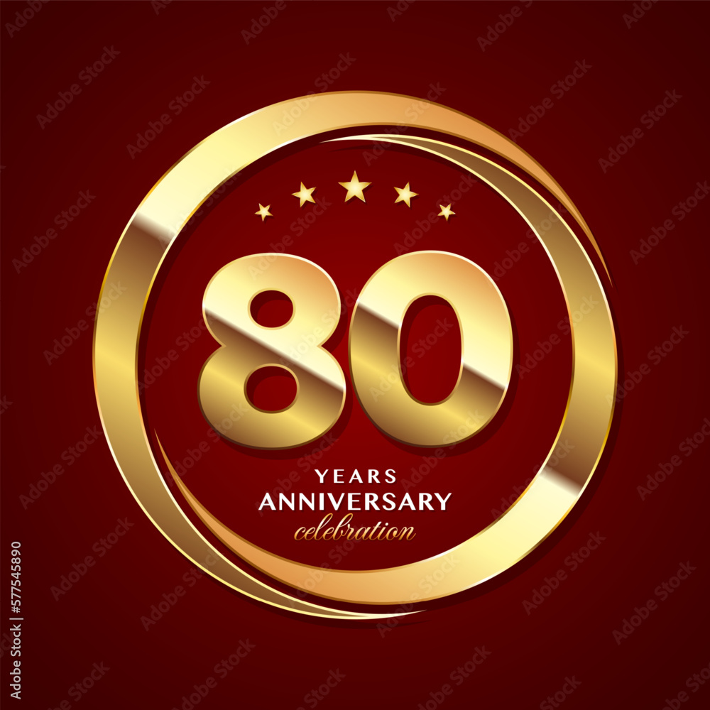 80th Anniversary logo design with shiny gold ring style. Logo Vector Template Illustration 80th Anniversary logo design with shiny gold ring style. Logo Vector Template Illustration