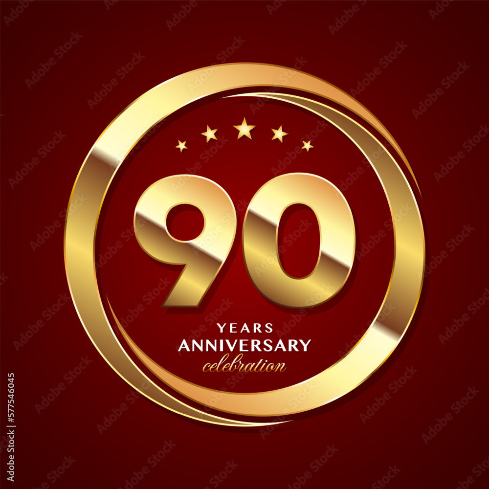90th Anniversary logo design with shiny gold ring style. Logo Vector Template Illustration 90th Anniversary logo design with shiny gold ring style. Logo Vector Template Illustration