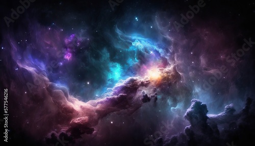 background image with a mix of blue and purple colors, resembling a galaxy or space theme. Generative ai © fadillah