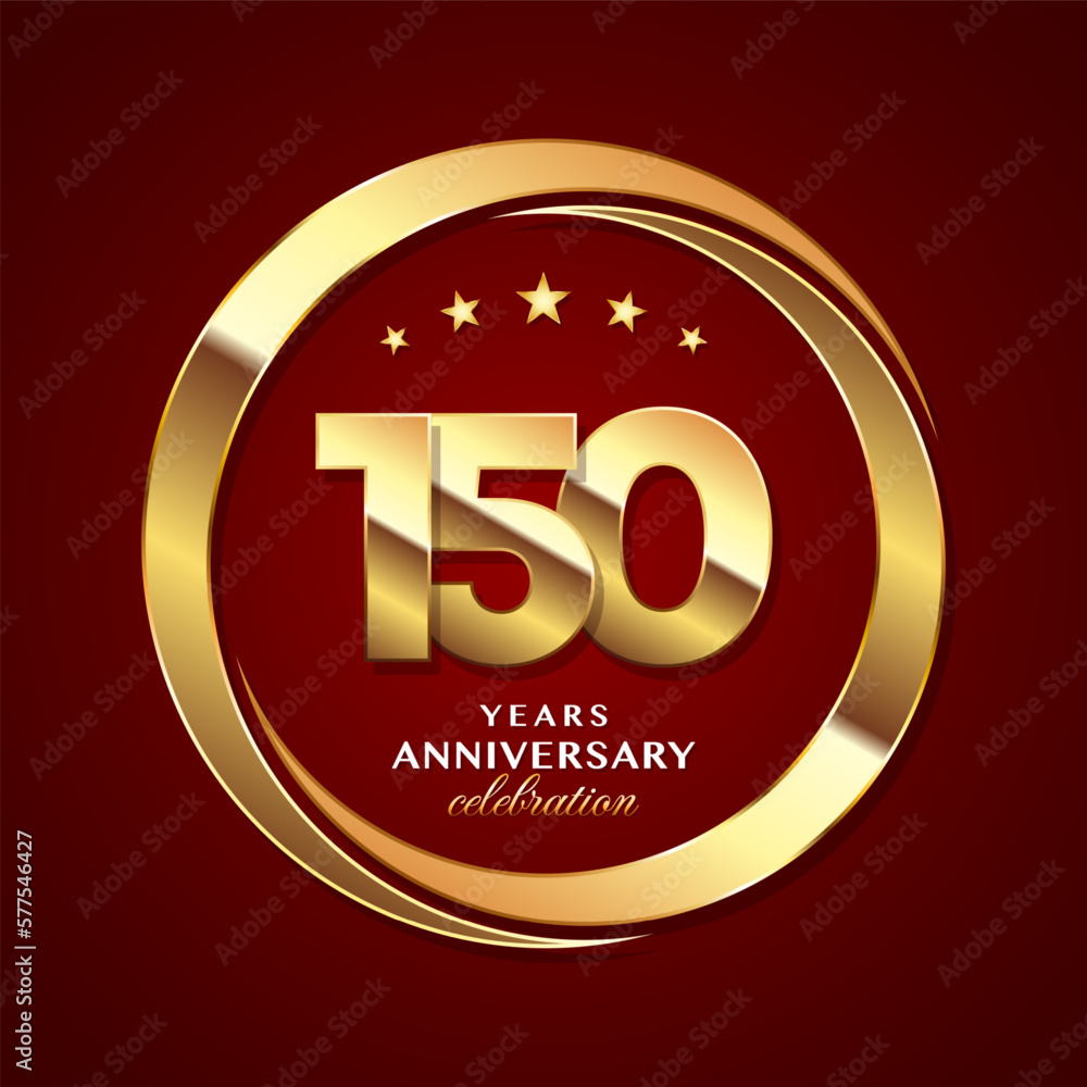 150th Anniversary logo design with shiny gold ring style. Logo Vector Template Illustration 150th Anniversary logo design with shiny gold ring style. Logo Vector Template Illustration