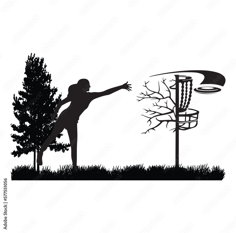 Disc golf vector Disc golf silhouette vector Disc golf player throwing