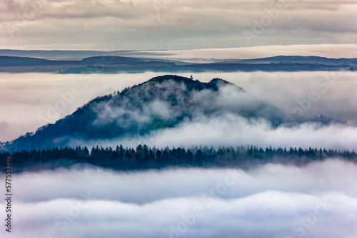 Fog and low cloud in rural valleys (Brecon Beacons)
