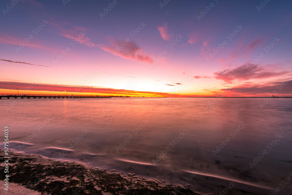 Fototapeta premium sunset over the lake