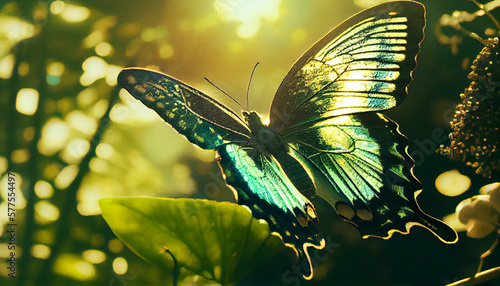 One Emerald Swallowtail Butterfly
