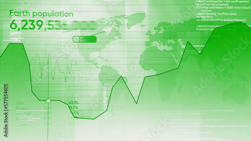 Abstract green line graph with a moving dot. Motion. Abstract graph showing growth and decline.