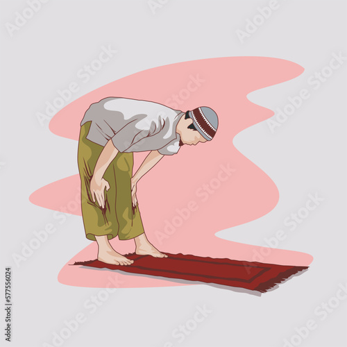 Muslim man doing five daily bows