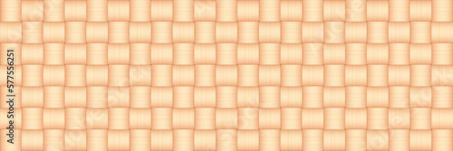 Vector bamboo weave background. Natural straw square seamless pattern. Rattan repeat texture, top view. Organic basket plait, macro view