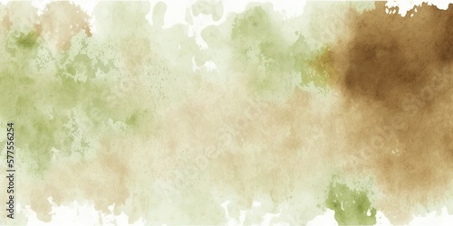 An abstract watercolor pattern in light green and brown with olive khaki hues for design background Rustic appearance with splatters and stains, Generative AI