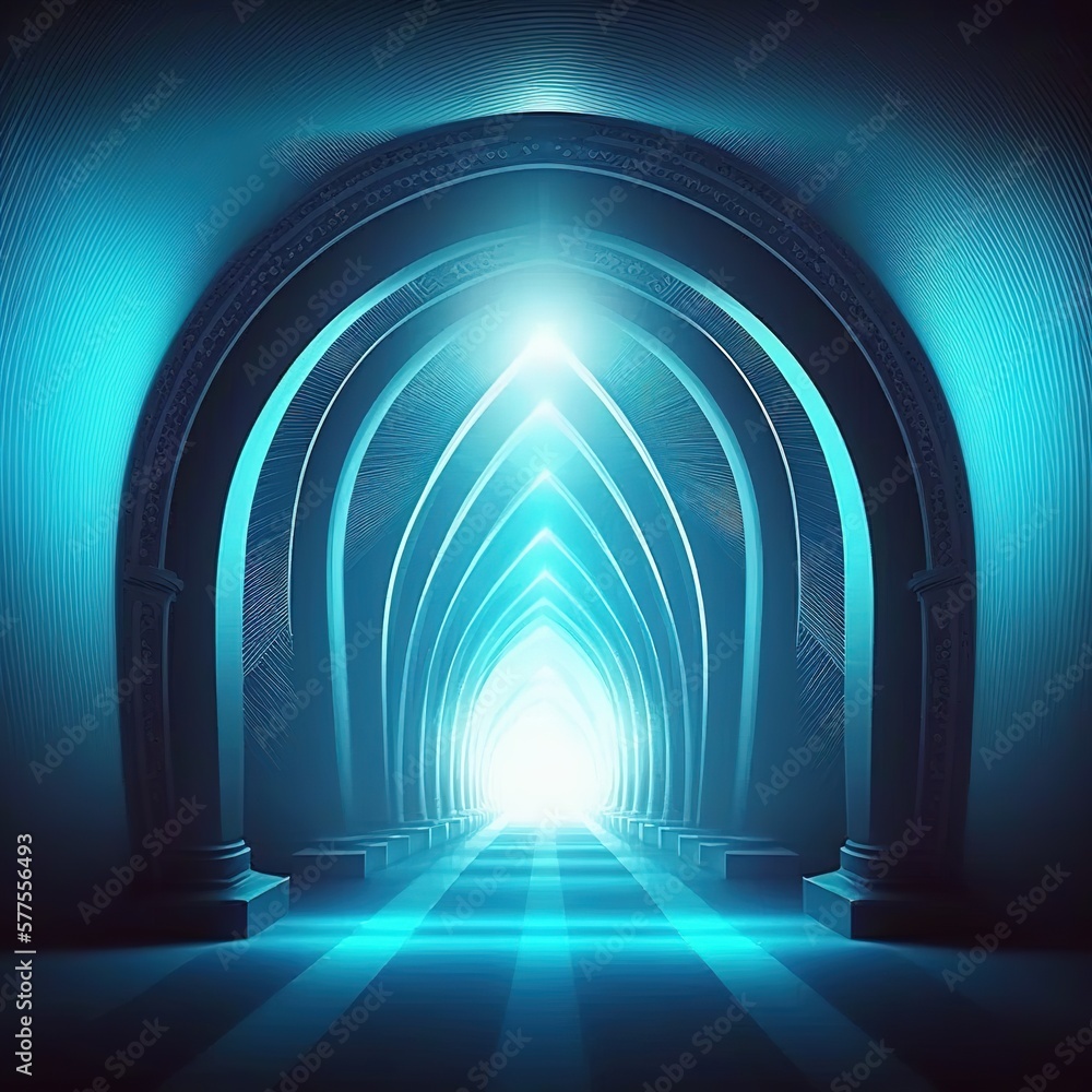 Abstract tunnel, corridor with rays of light and new highlights ...