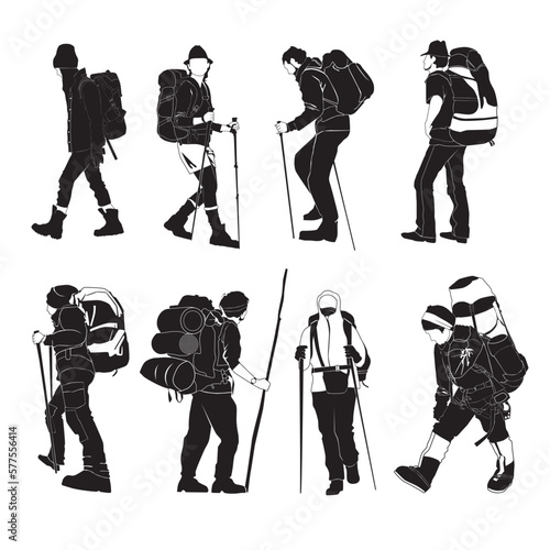 Silhouette mountaineers for a variety of purposes