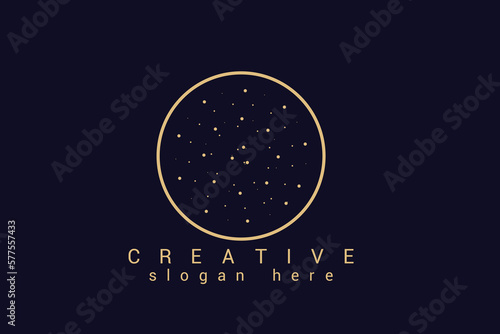Golden vector logo in which an abstract image of the constellation Ursa Major in a circle. vector illustration