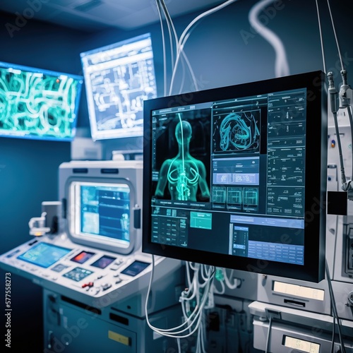Innovative technology in a modern hospital operating room , generate ai