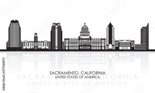 Silhouette Skyline panorama of Sacramento  California  United States - vector illustration
