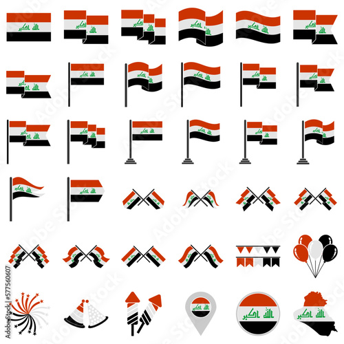 Iraq flags icon set  Iraq independence day icon set vector sign symbol