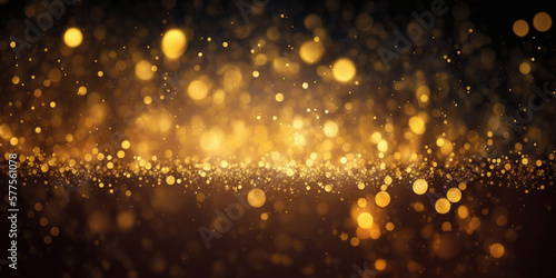 gold abstract blurred boheh lights background. Festive glitter sparkle background. Generative ai © ink drop