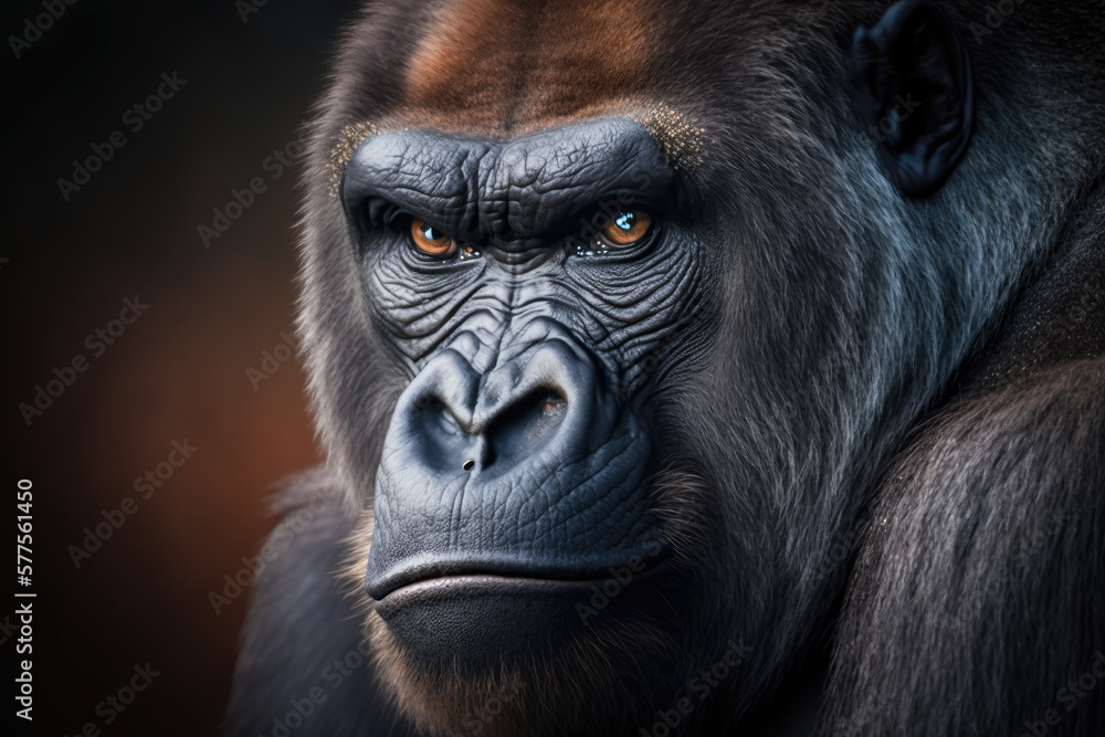 portrait of a gorilla. Generative AI portrait of a gorilla. Generative AI