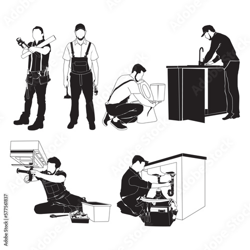 Silhouette of a plumber for a variety of uses