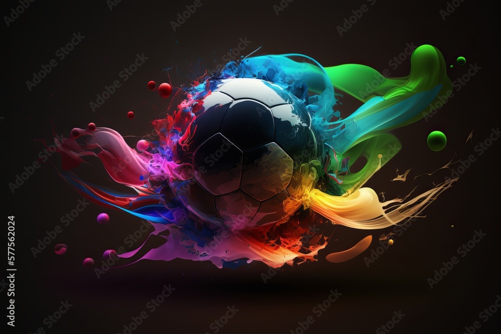 Piłka abstrakcyjny kolorowy akrylowy obraz Generative AI - obrazy, fototapety, plakaty 