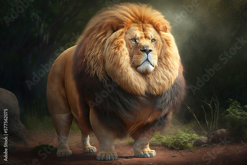 Very fat lion, concept of Luxurious and Overweight, created with Generative AI technology photo