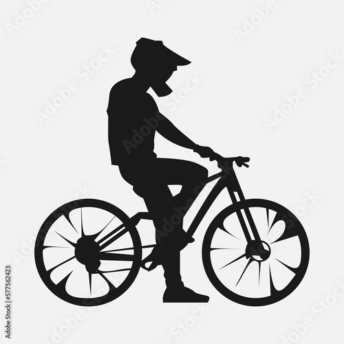 mountain biker sitting on bmx bicycle. silhouette vector. cyclist, racer, downhill concept. suitable for t-shirt design, print, poster, sticker, for personal use, gift, cyclist community.