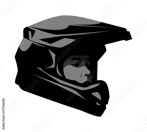 Baby Rider. Little boy with a rider helmet. Vector silhouette. Cyclist, racer, downhill concept. Suitable for t-shirt design, print, poster, sticker, for personal use, gift, cyclist communities