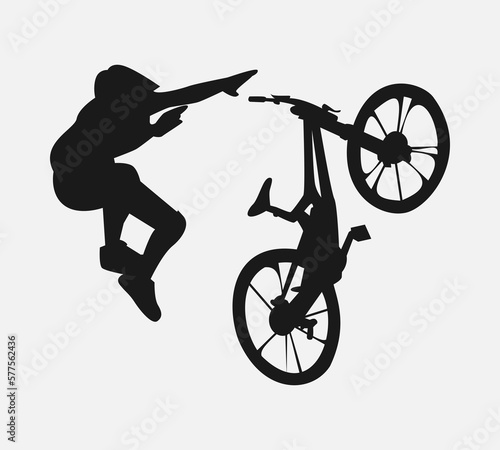 mountain biker fall. silhouette vector. cyclist, racer, downhill concept. suitable for t-shirt design, print, poster, sticker, for personal use, gift, cyclist community.
