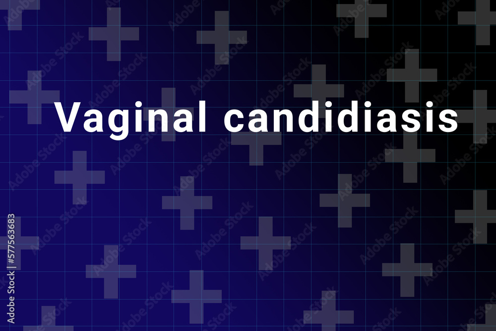 Vaginal candidiasis disease Illustration. Vaginal candidiasis title on