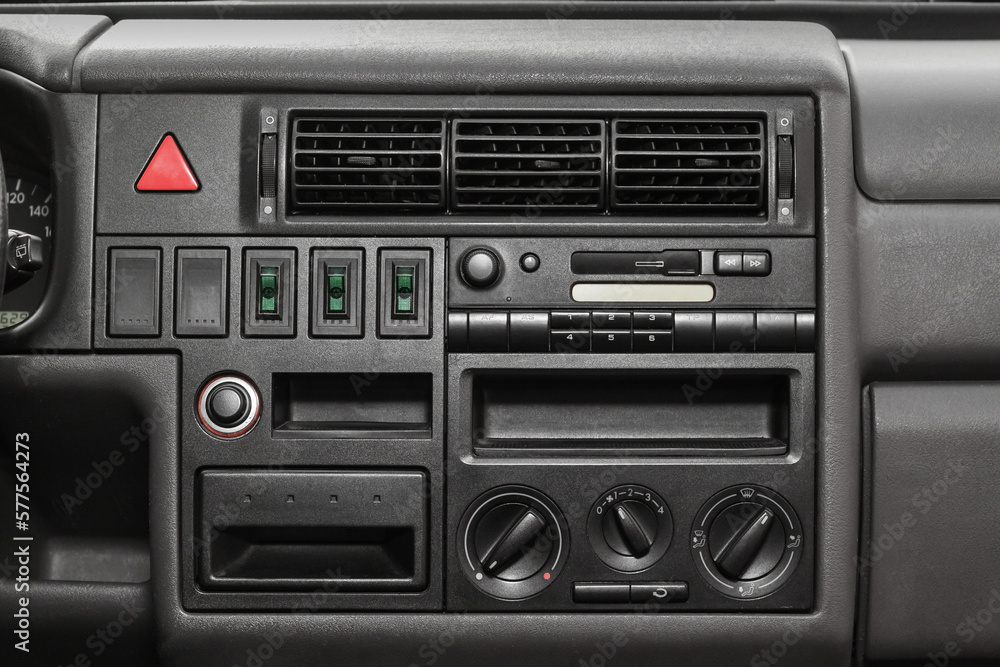 dashboard, car interior 90s. details close dashboard, car interior 90s. details close