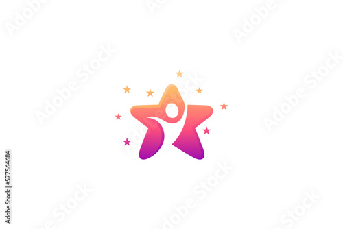 Logo of people reaching dreams with star shape design in gradation colors