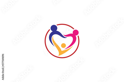 Family love care logo in simple flat design