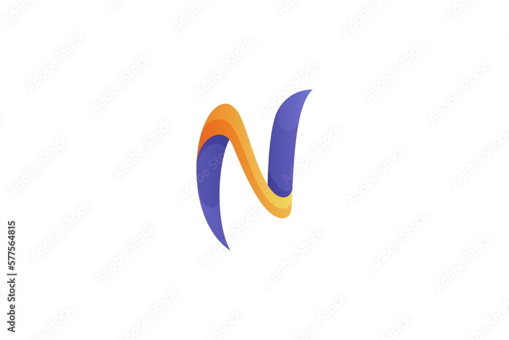 Fototapeta premium N letter logo in simple design style