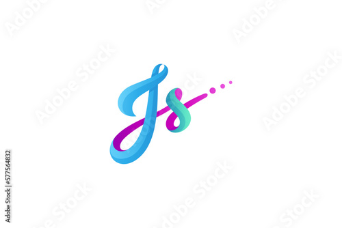 js, j and s logo design template in colorful gradient design style