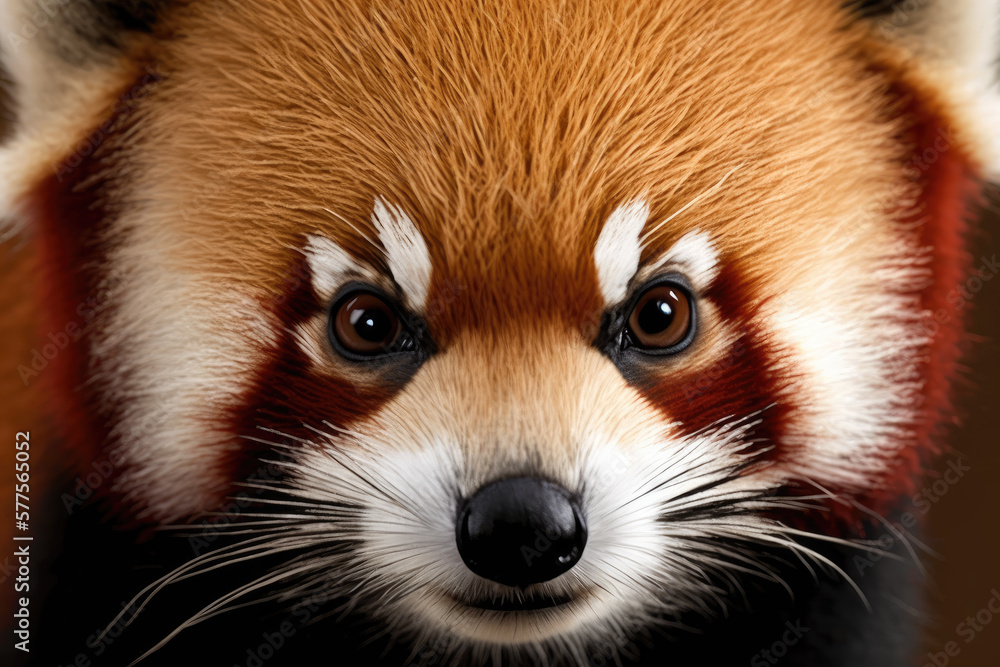 Obraz premium close-up of a red panda (Ailurus). Generative AI