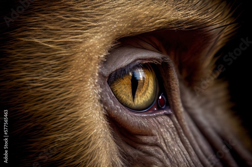 Baboon Eye Macro Shot Generative AI