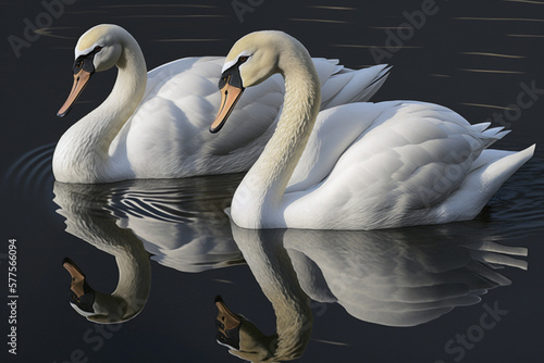 Fototapeta Naklejka Na Ścianę i Meble -  two swans in the lake