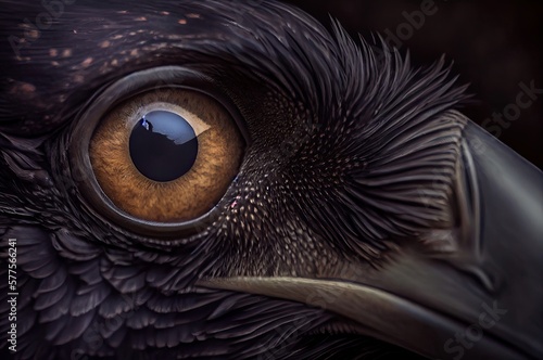 Crow Eye Macro Shot Generative AI photo