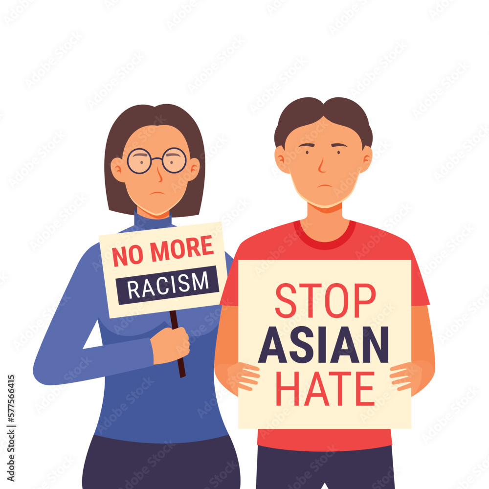 Stop asian hate, stop racist campaign vector illustration Stop asian hate, stop racist campaign vector illustration