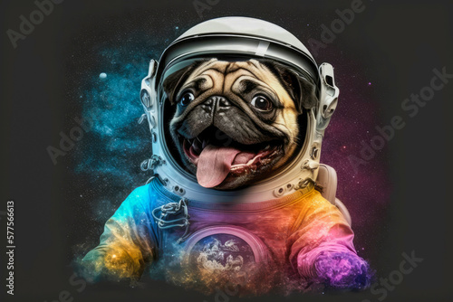 funny dog in astronaut suit