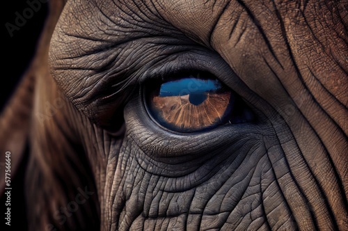 Elephant Eye With Pupil Closeup Generative AI © Johnathan