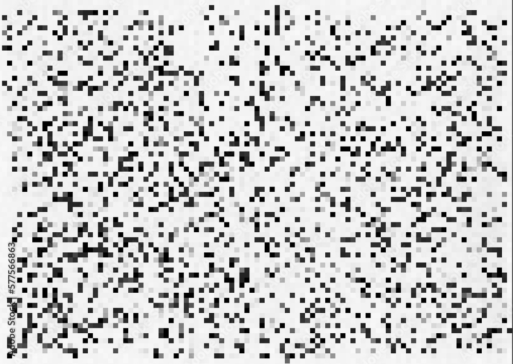 Seamless pixel noise texture. Black and white random pattern. Abstract illustration with black pixels on white background.